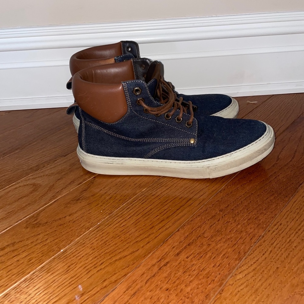 AUTHENTIC Louis Vuitton Mens Denim Sneakers - Picture 2 of 12
